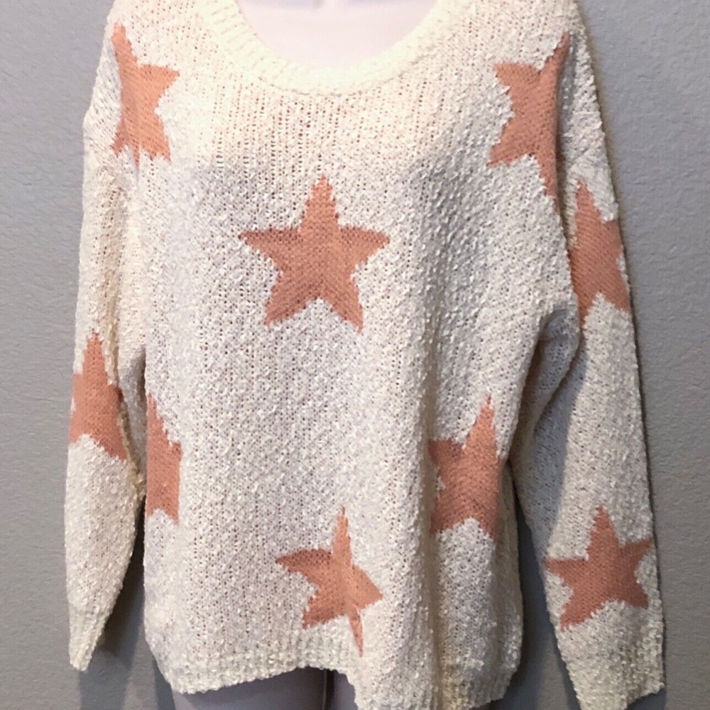 Newbury Kustom Boutique Women's Make Me Blush Star Knit Sweater Sizes S or M